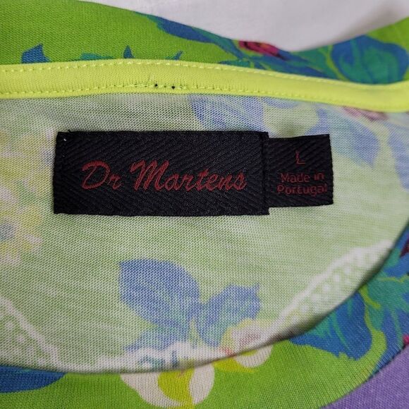 DR MARTENS multi floral daze short sleeve tee shirt dress RARE L - Picture 4 of 10